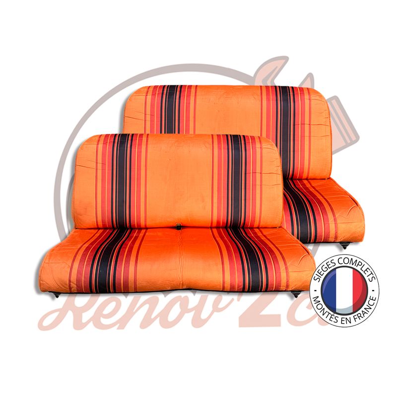 Banquettes complètes 2CV Orange rayé 2 banquettes