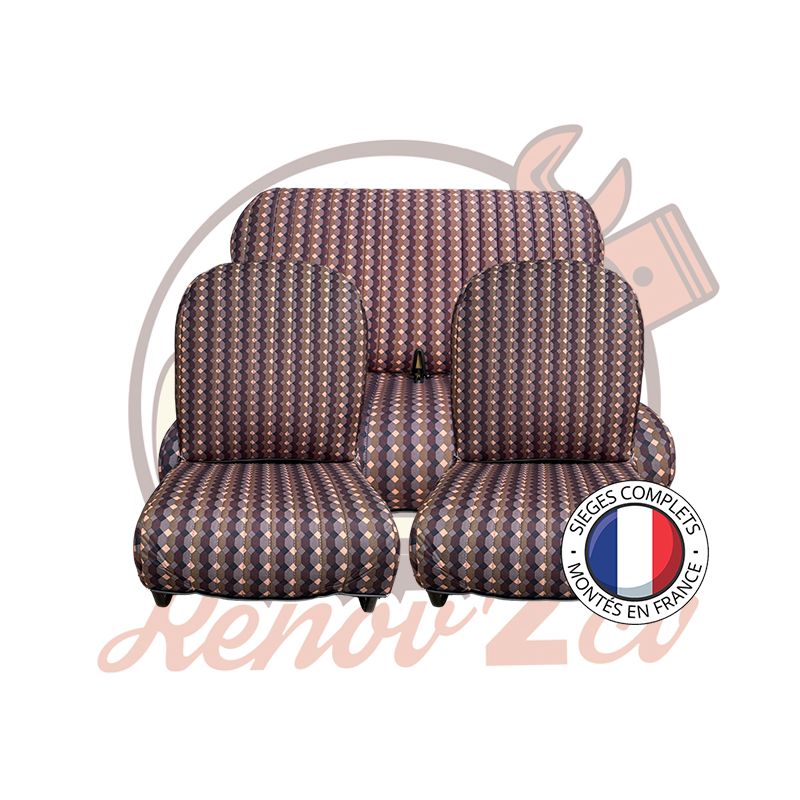 Sièges complets 2CV Damier Marron sièges banquette Symétrique