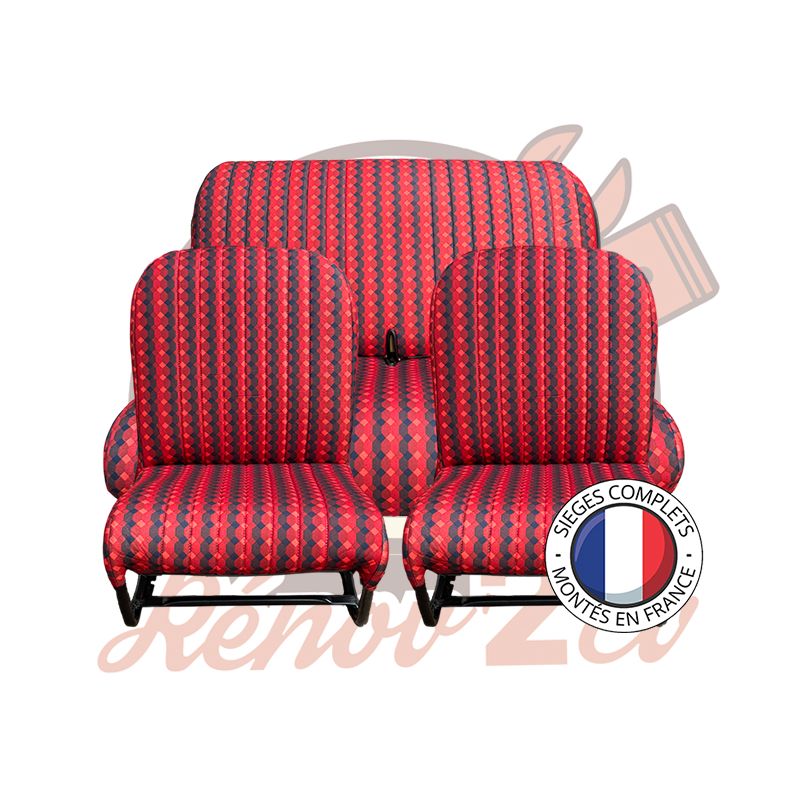 Sièges complets 2CV Damier rouge sièges banquette Asymétrique