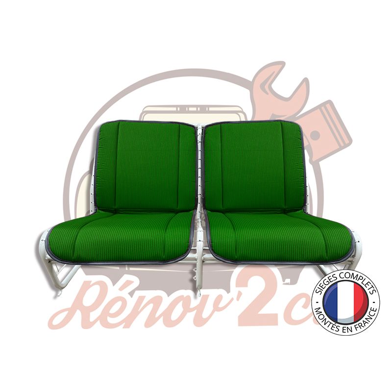 Sièges complets 2CV AZ Bayadère vert arrière gauche et droite