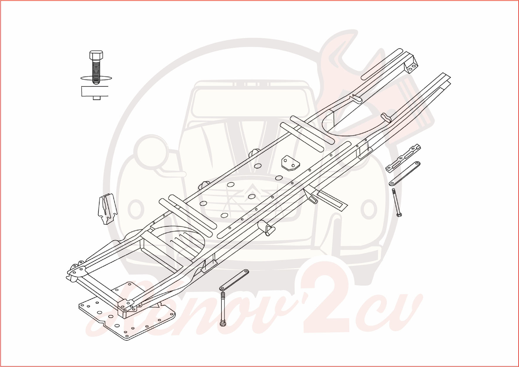 CALES CAOUTCHOUC (KIT) ENTRE CHASSIS & CAISSE, Chassis, JEEP